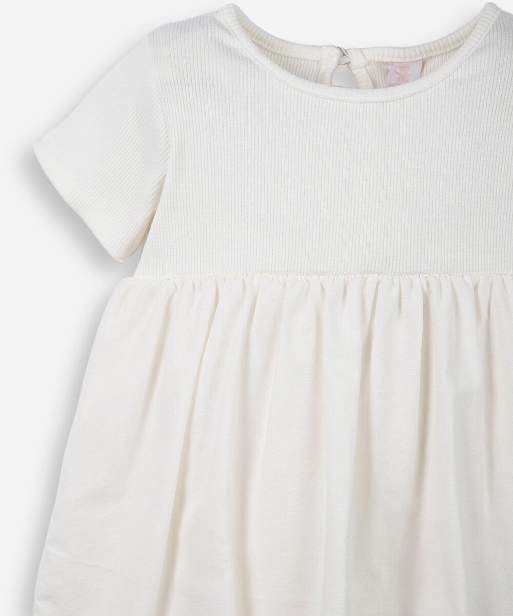 vestido infantil balonê com faixa de cabeça off white