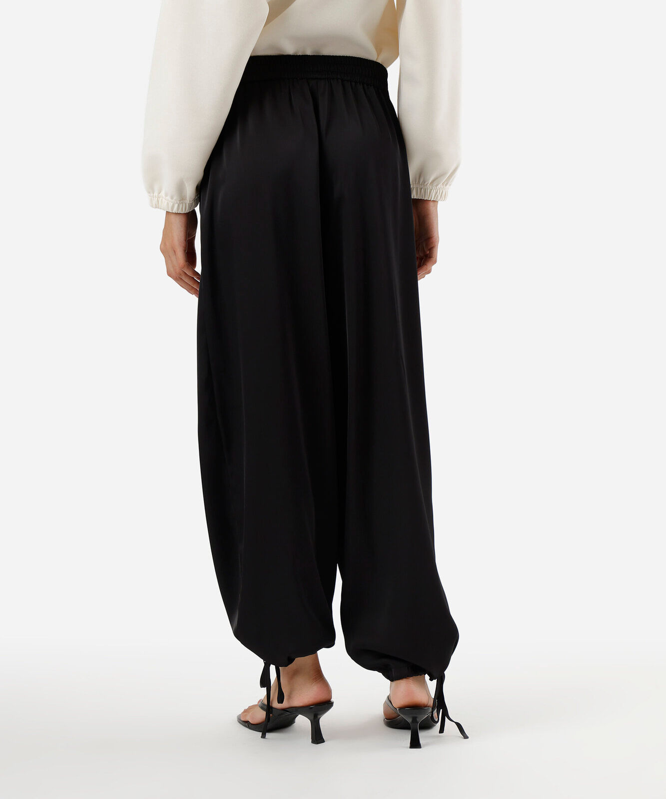 calça aladim feminina com amarração acetinada preta