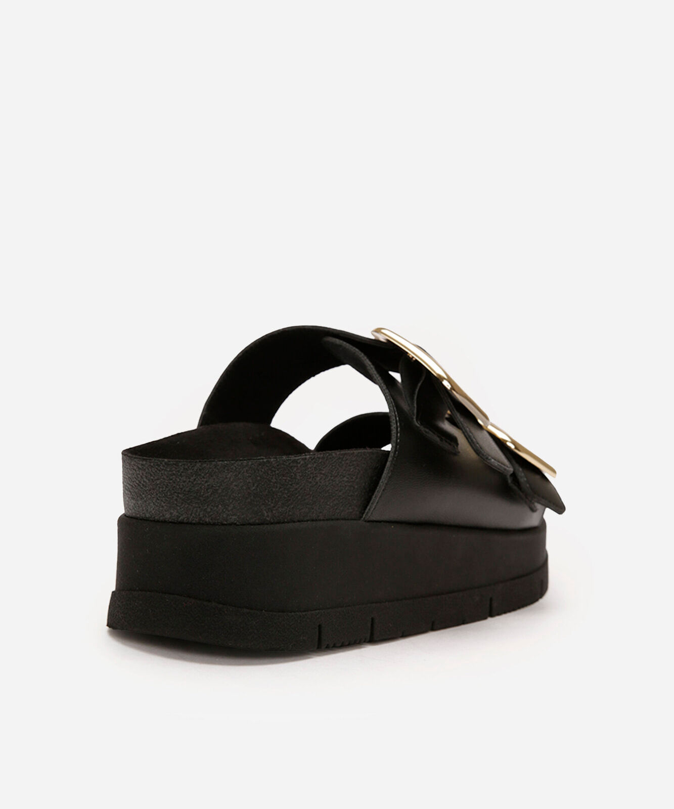 papete flatform feminina com fivelas oneself preta