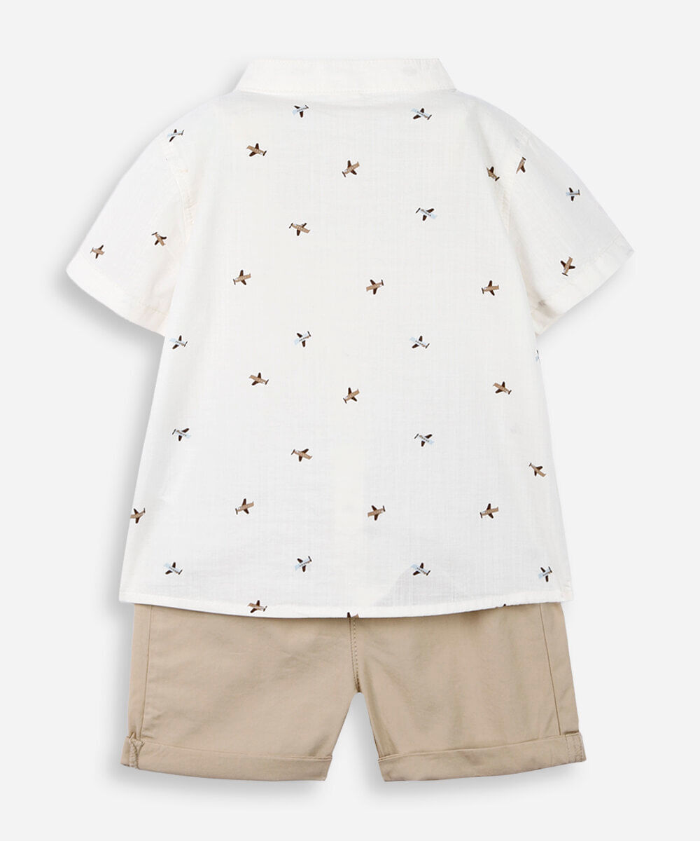 conjunto infantil estampa aviãozinhos bege