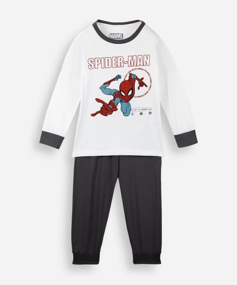 pijama infantil longo homem aranha off white