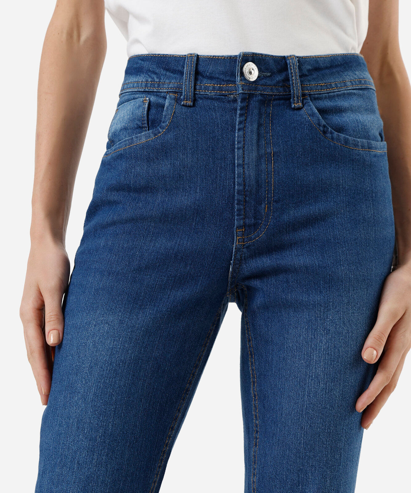 calça flare feminina jeans cintura alta azul