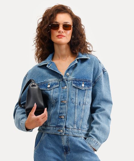 jaqueta jeans feminina azul