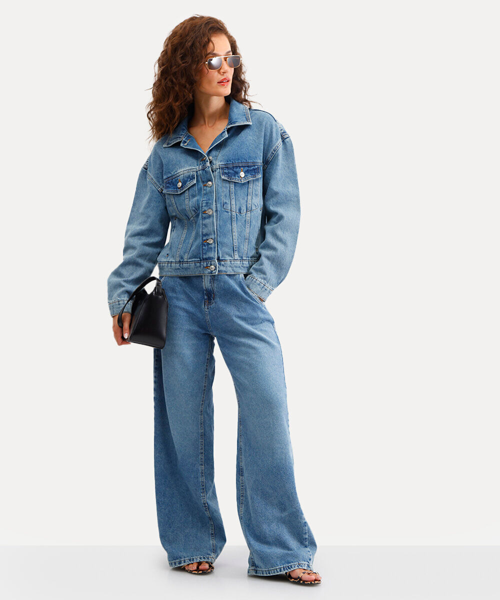 jaqueta jeans feminina azul