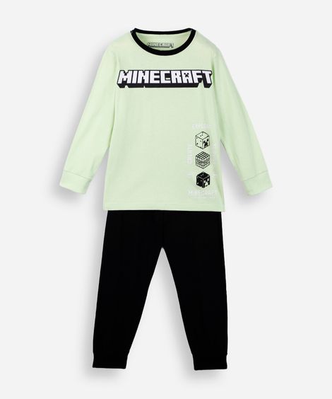 pijama infantil de algodão minecraft verde