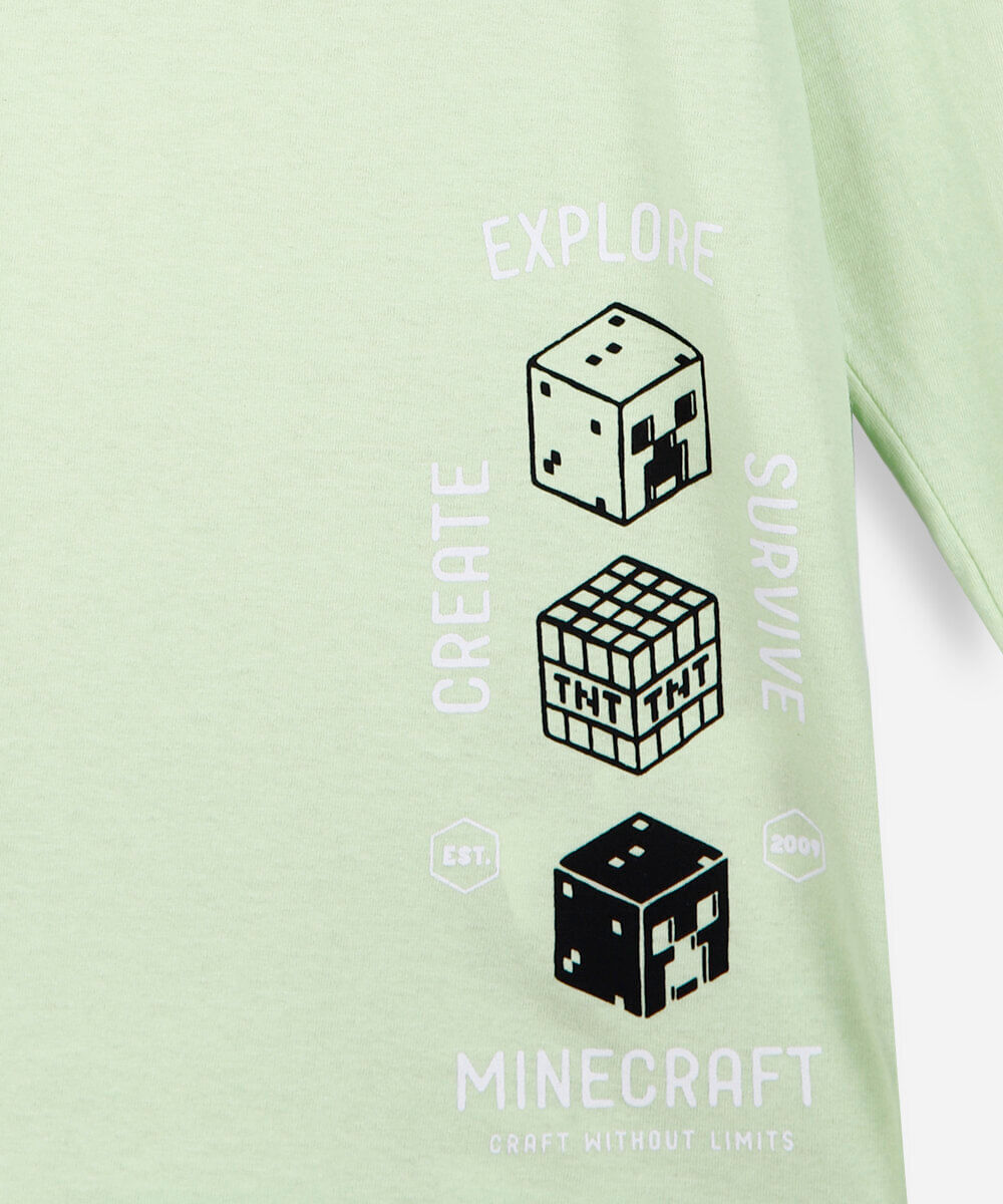 pijama infantil de algodão minecraft verde