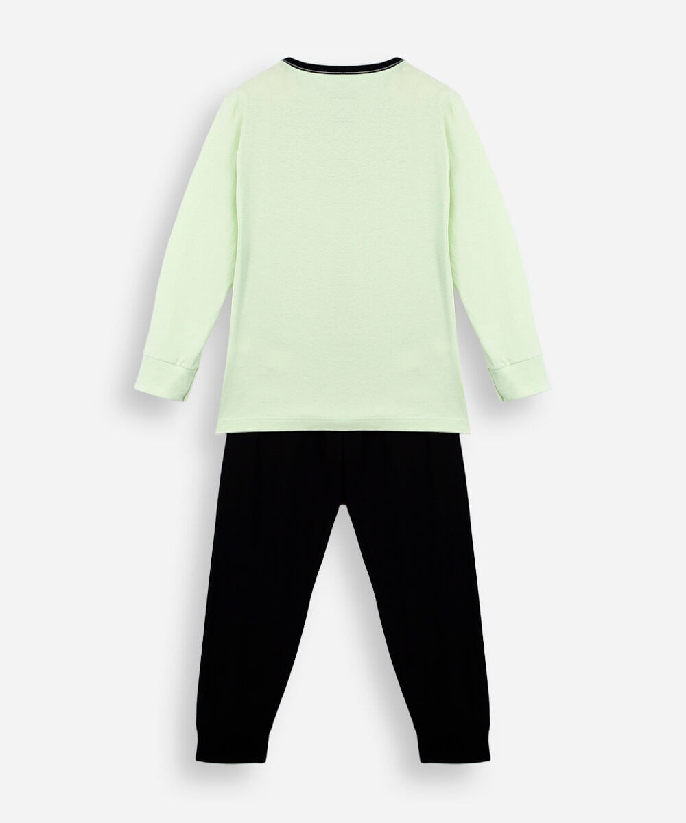 pijama infantil de algodão minecraft verde