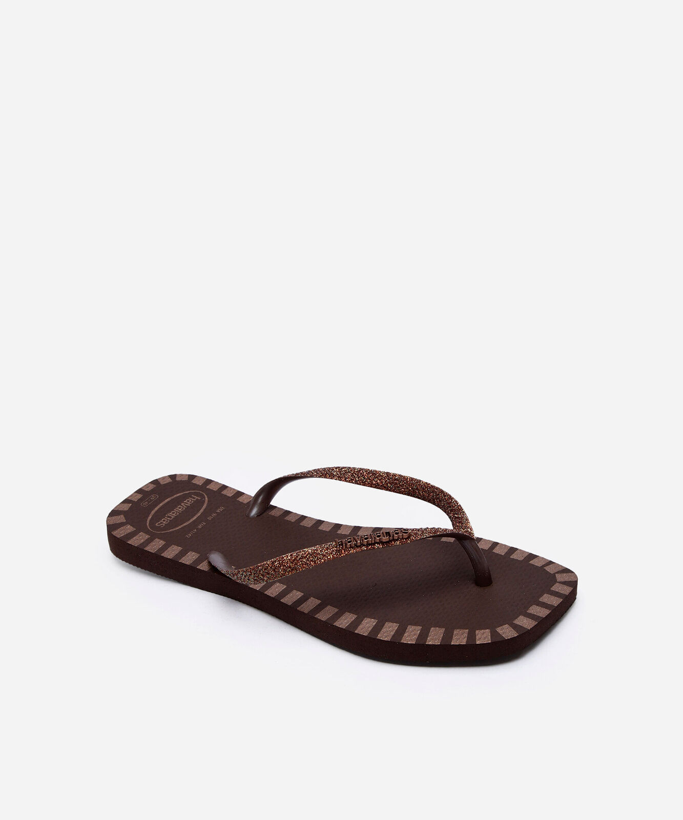chinelo havaianas feminino square glitter contur marrom
