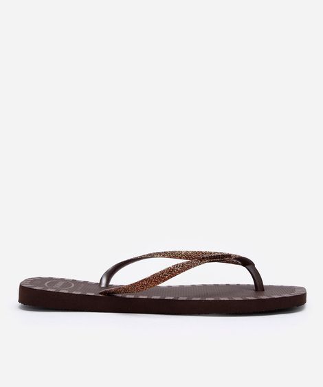 chinelo havaianas feminino square glitter contur marrom