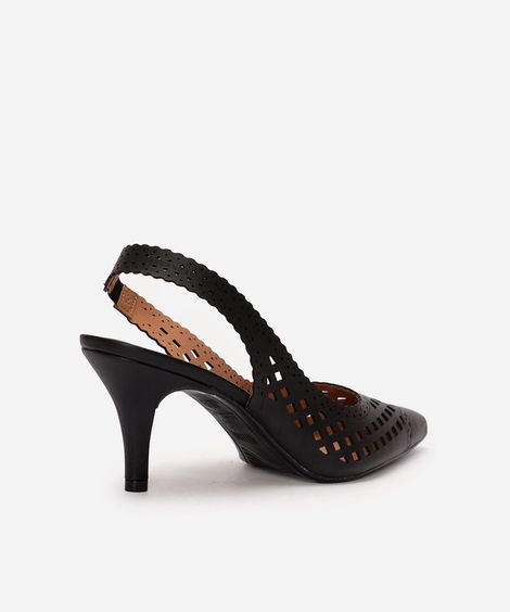 scarpin com micro furos salto médio fino vizzano preto