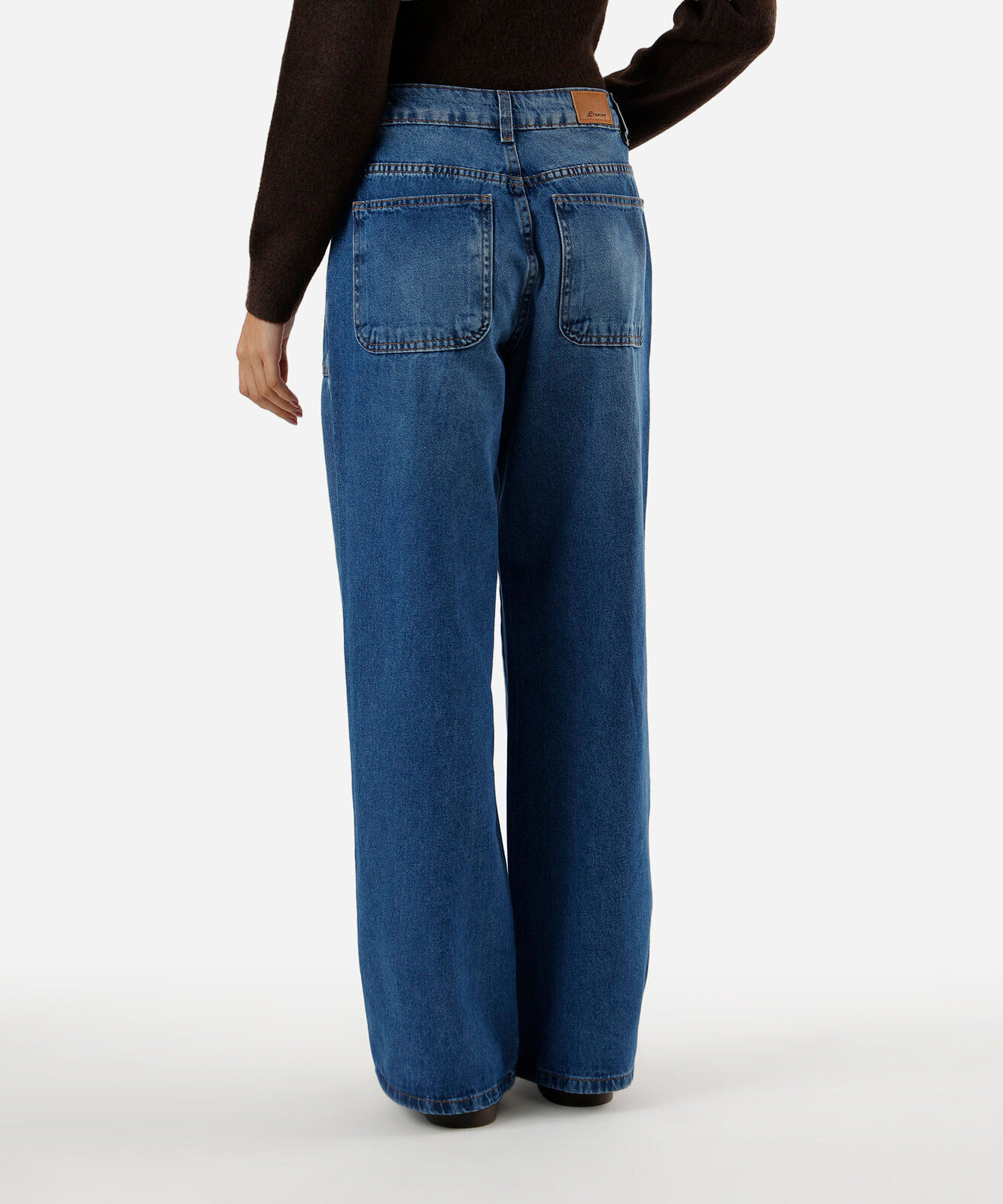 calça wide leg feminina jeans sawary azul