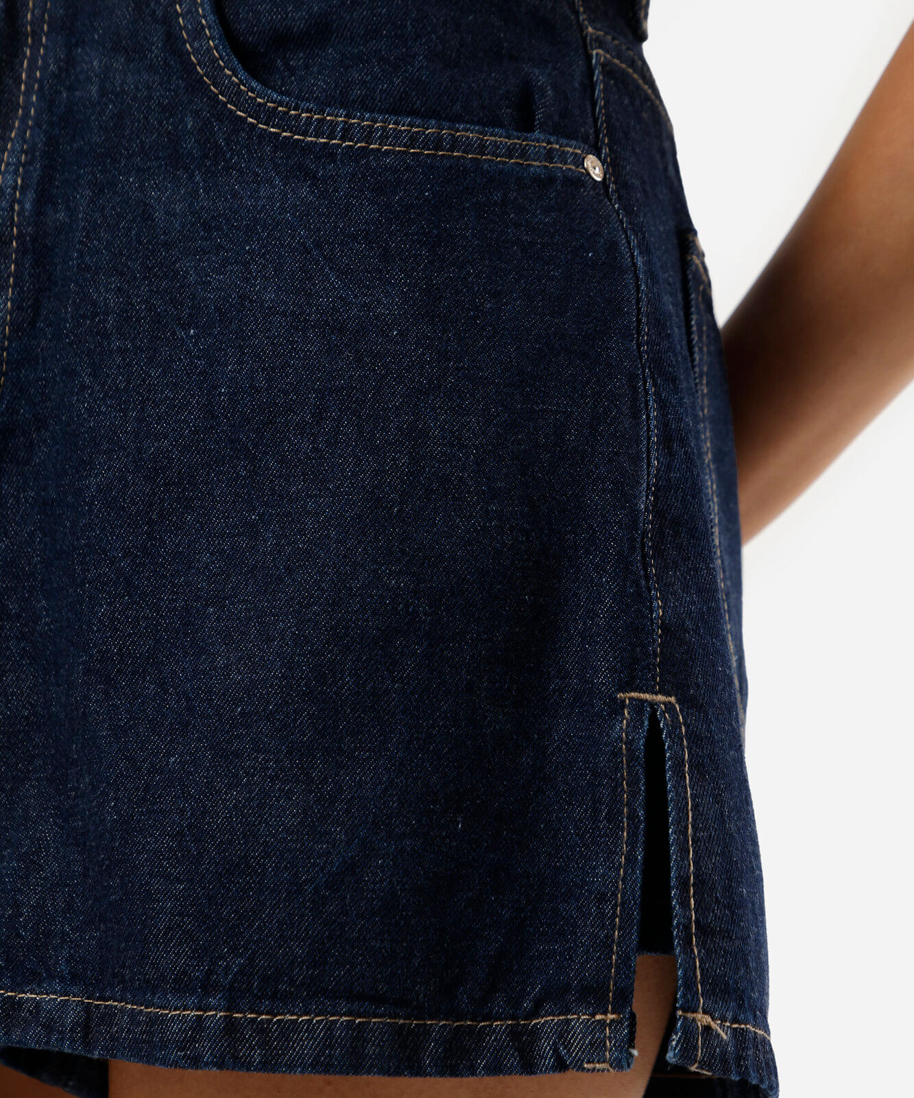 short saia feminino jeans com fendas azul