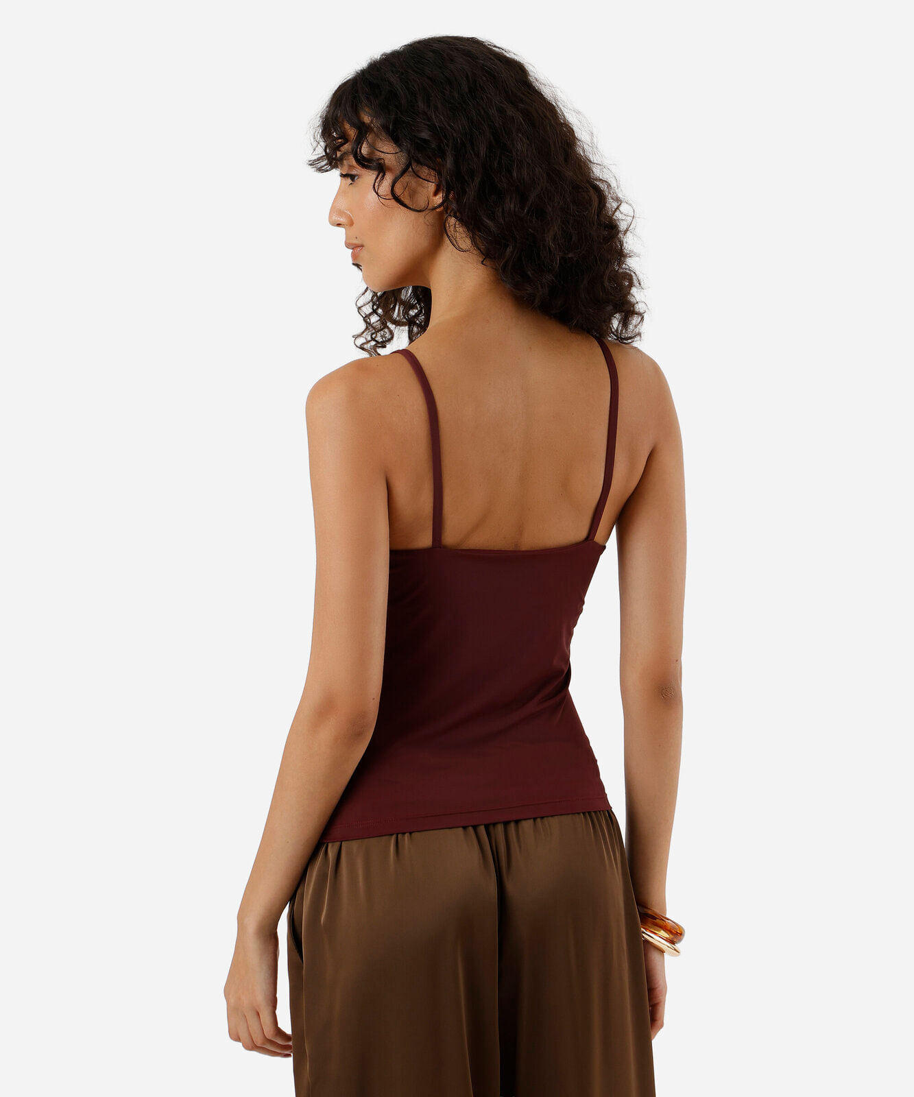 regata básica feminina de poliamida com bojos removíveis vinho