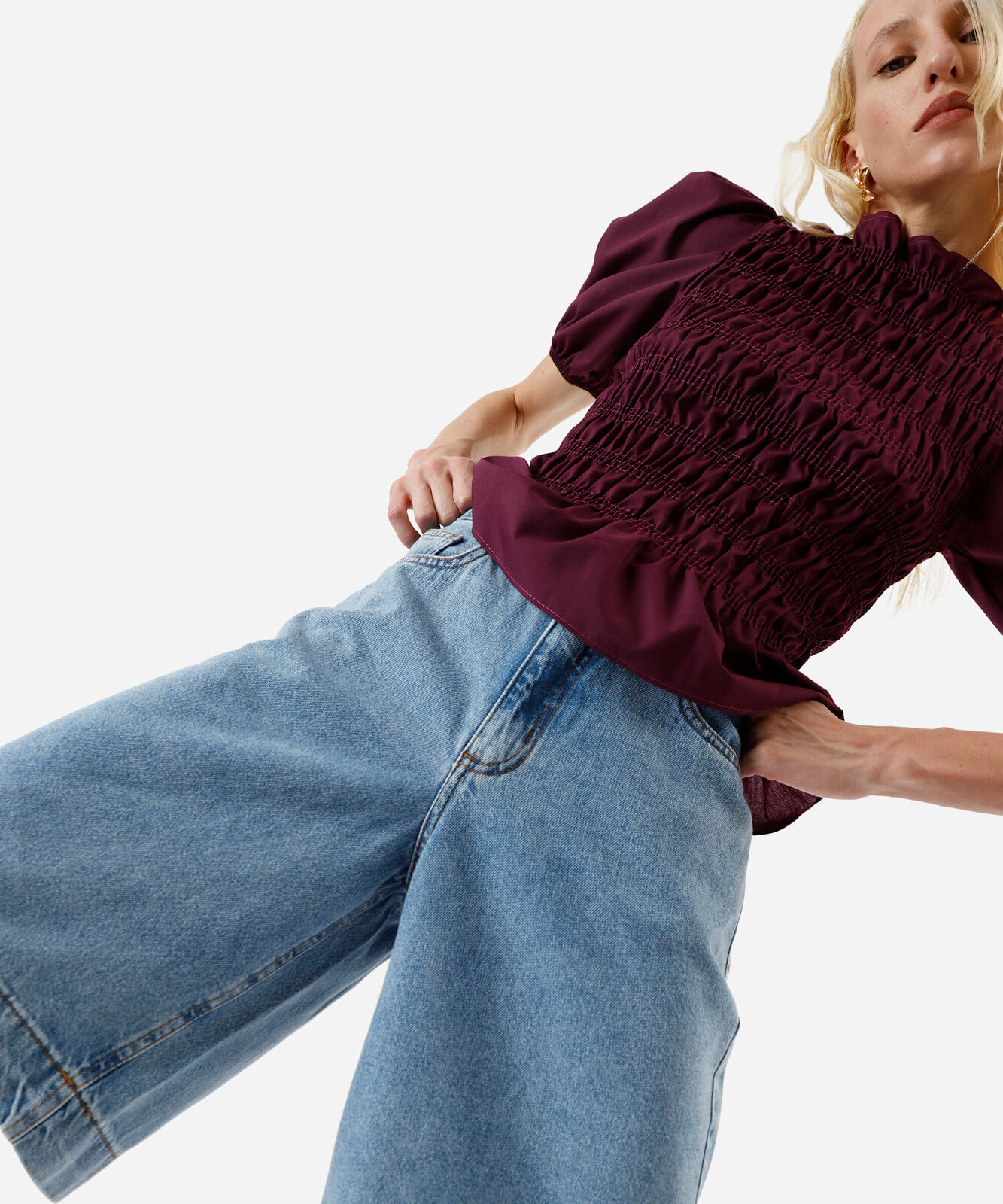 bermuda jorts feminina jeans cintura alta azul