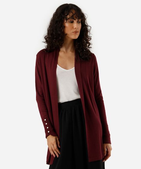cardigan feminino de tricot vinho