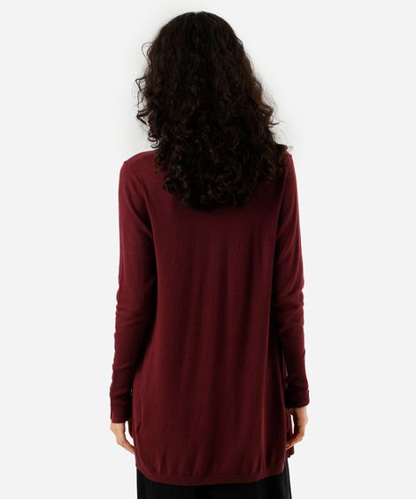cardigan feminino de tricot vinho
