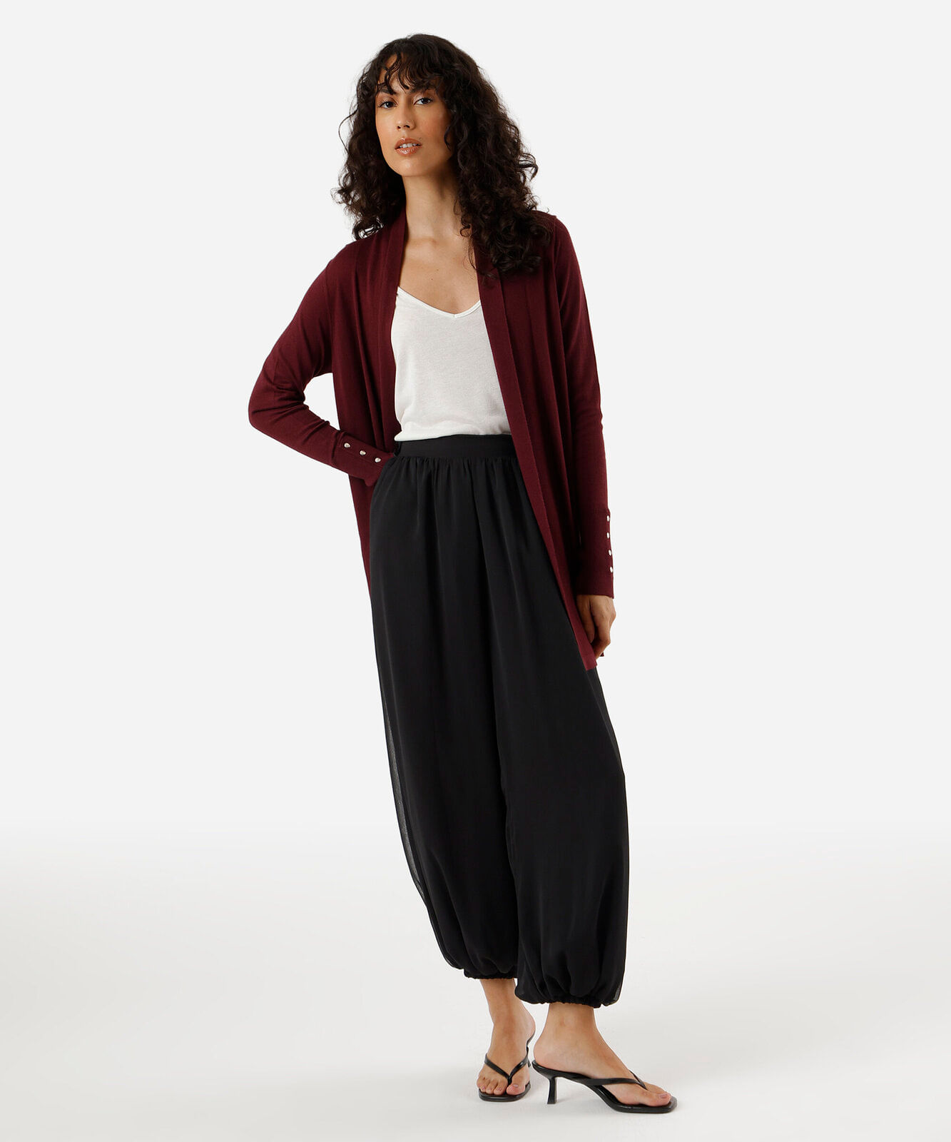 cardigan feminino de tricot vinho