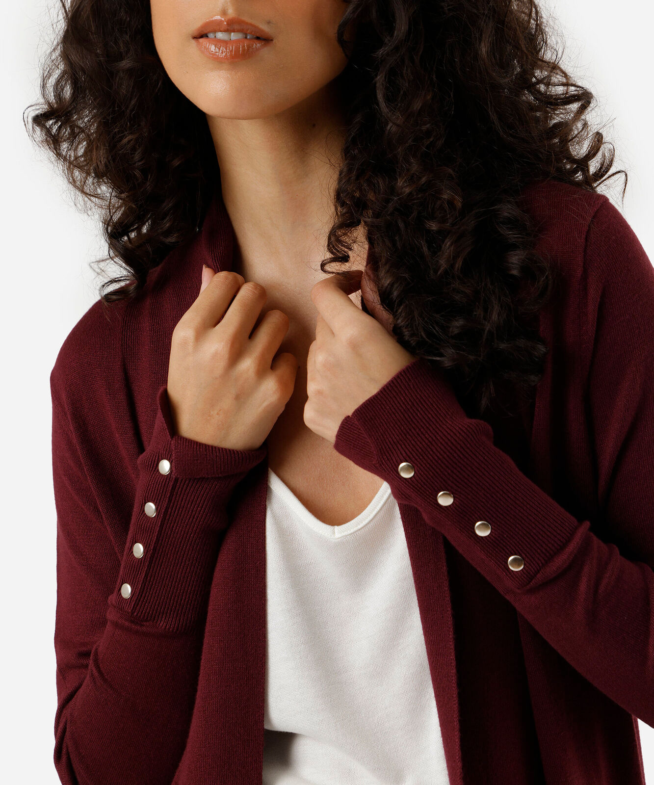 cardigan feminino de tricot vinho