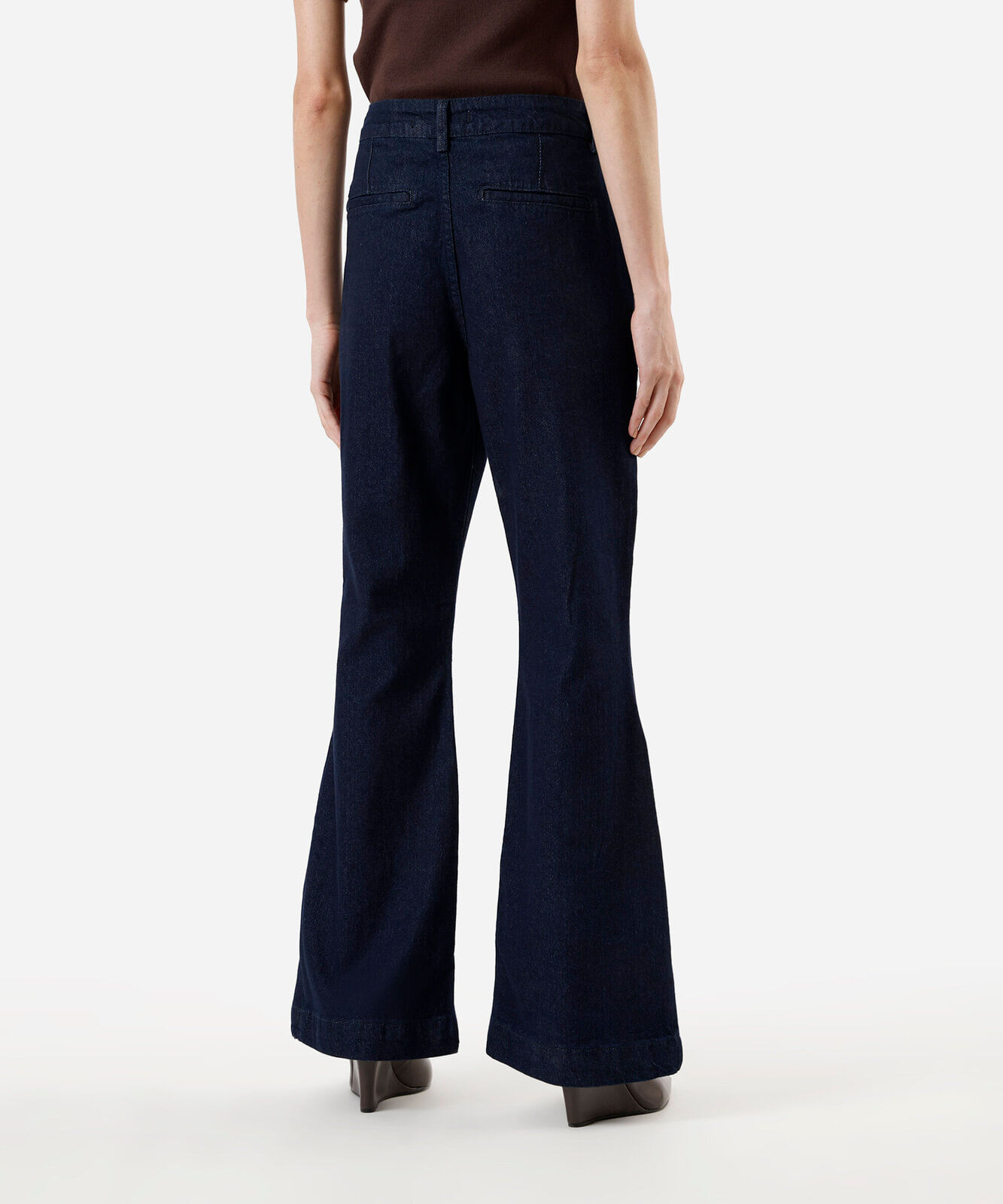 calça flare feminina jeans cintura alta azul