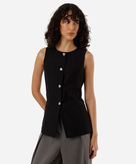 colete alongado feminino com viscose preto