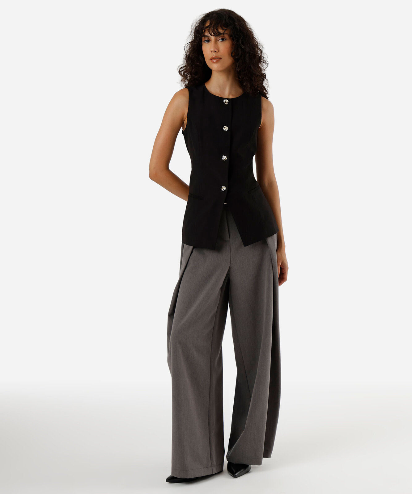 colete alongado feminino com viscose preto
