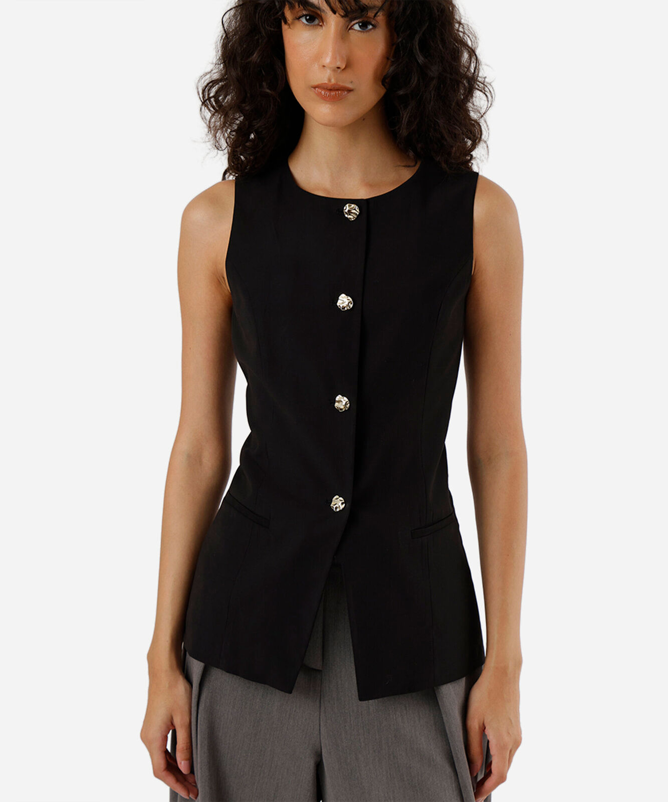 colete alongado feminino com viscose preto