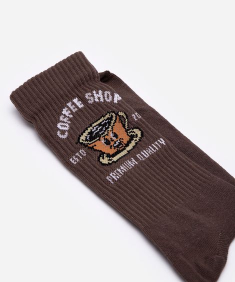 meia masculina cano alto carnaval marrom