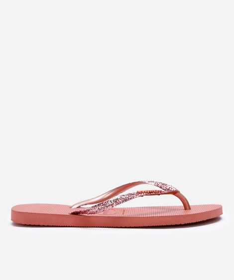 chinelo havaianas feminino slim glitter ii rosa