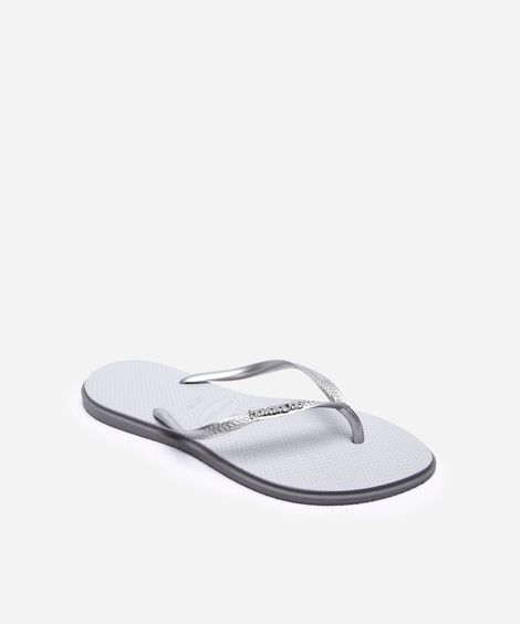 chinelo havaianas feminino slim point cinza