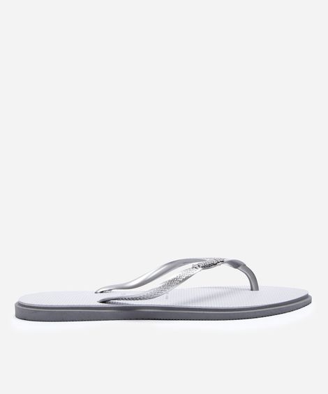 chinelo havaianas feminino slim point cinza