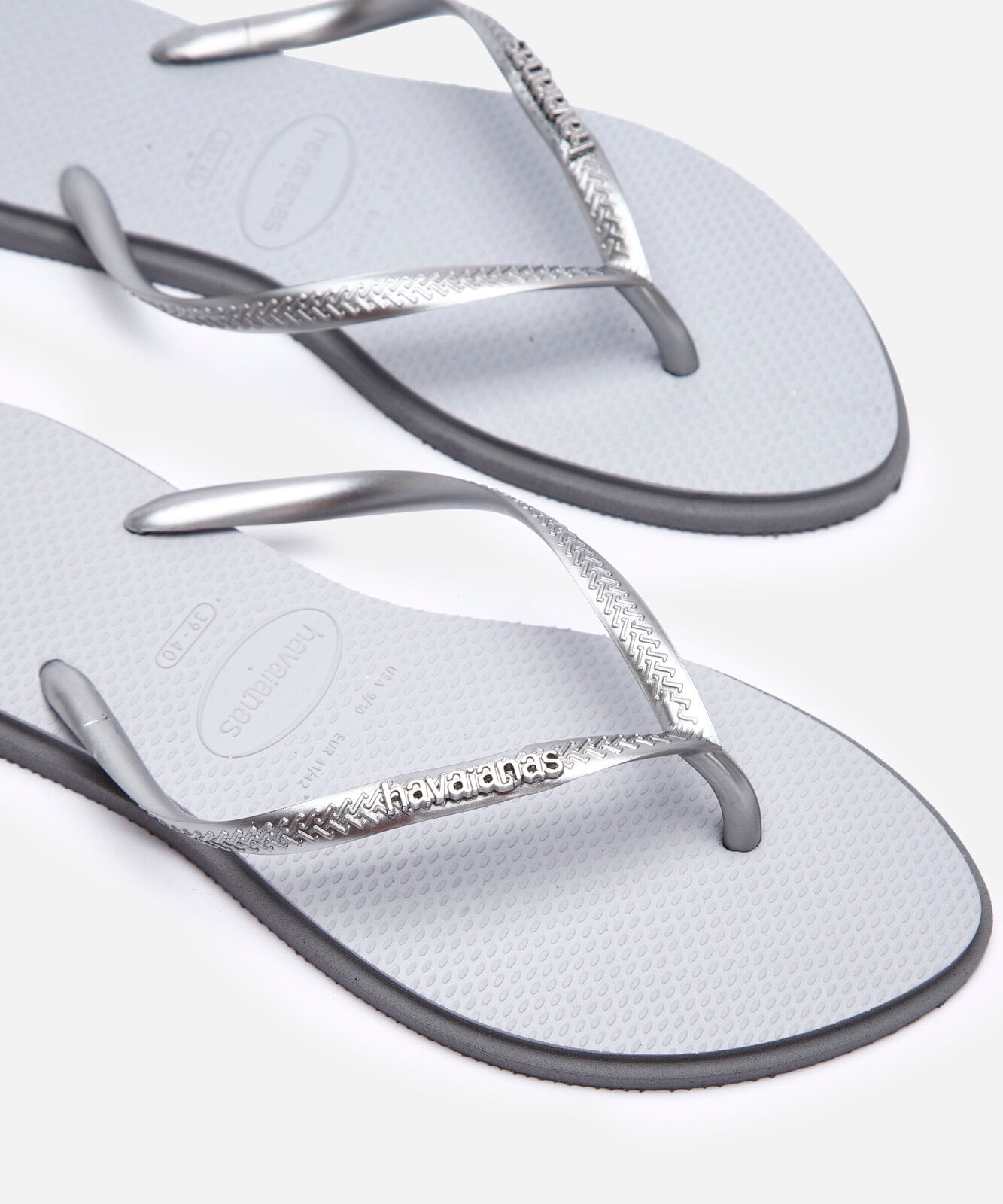 chinelo havaianas feminino slim point cinza