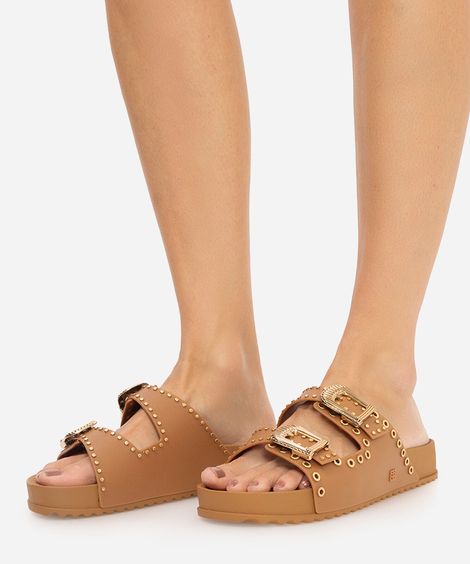 papete feminina com tachas zaxy marrom