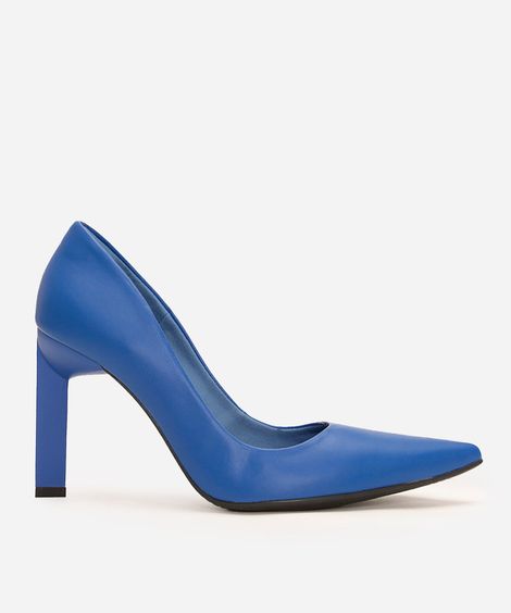 scarpin bico fino salto triângulo oneself azul
