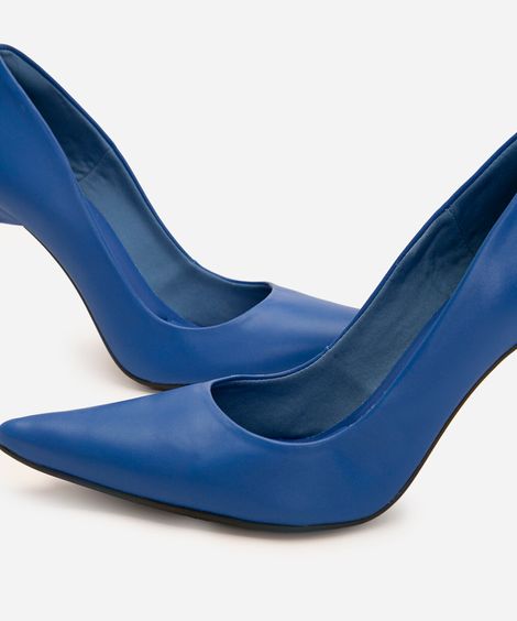 scarpin bico fino salto triângulo oneself azul