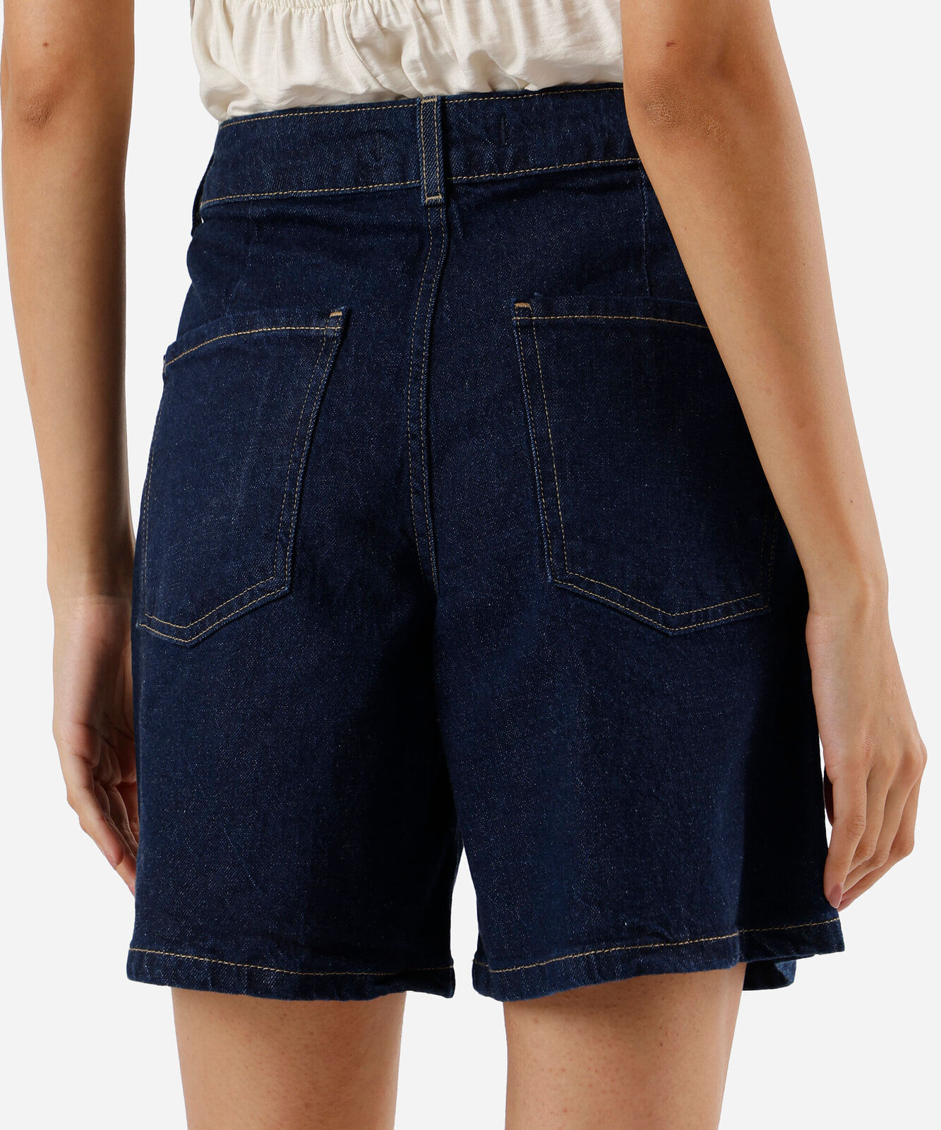 bermuda feminina jeans com nervuras azul