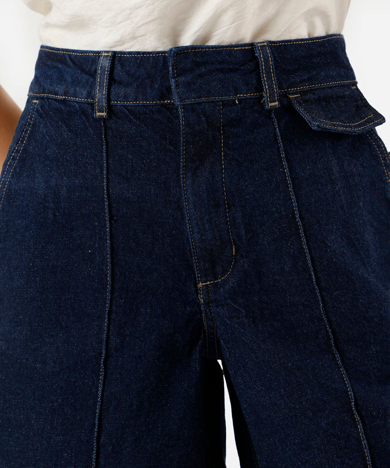 bermuda feminina jeans com nervuras azul