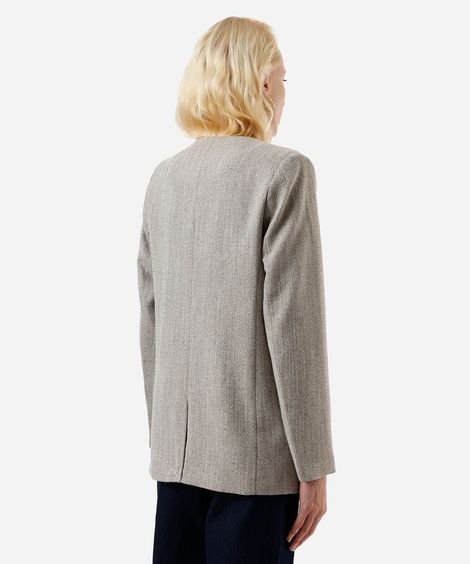 blazer de alfaiataria feminino decote v bege