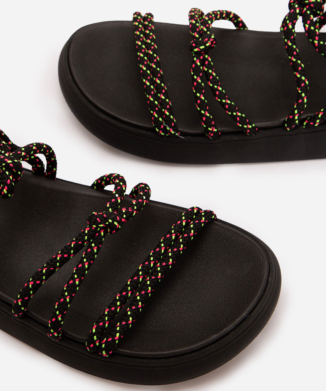 sandália flatform cordas moleca preto