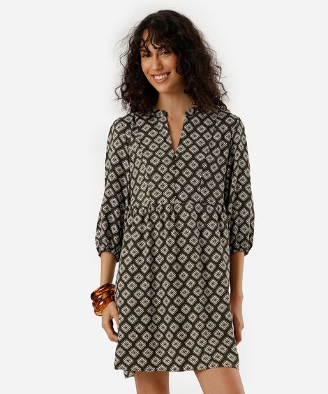 vestido curto feminino de viscose étnico verde