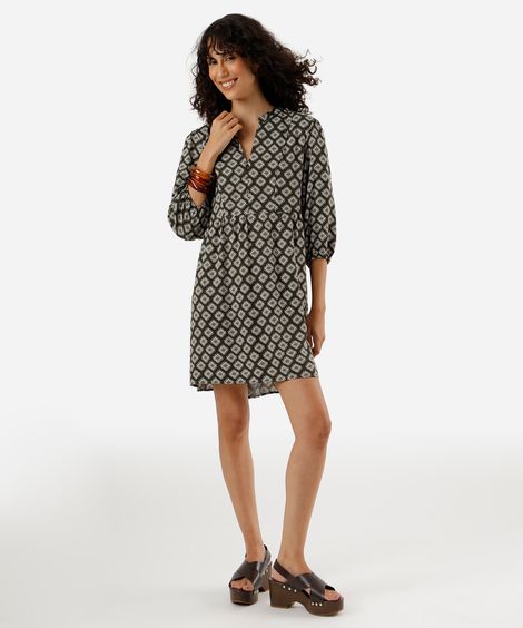 vestido curto feminino de viscose étnico verde