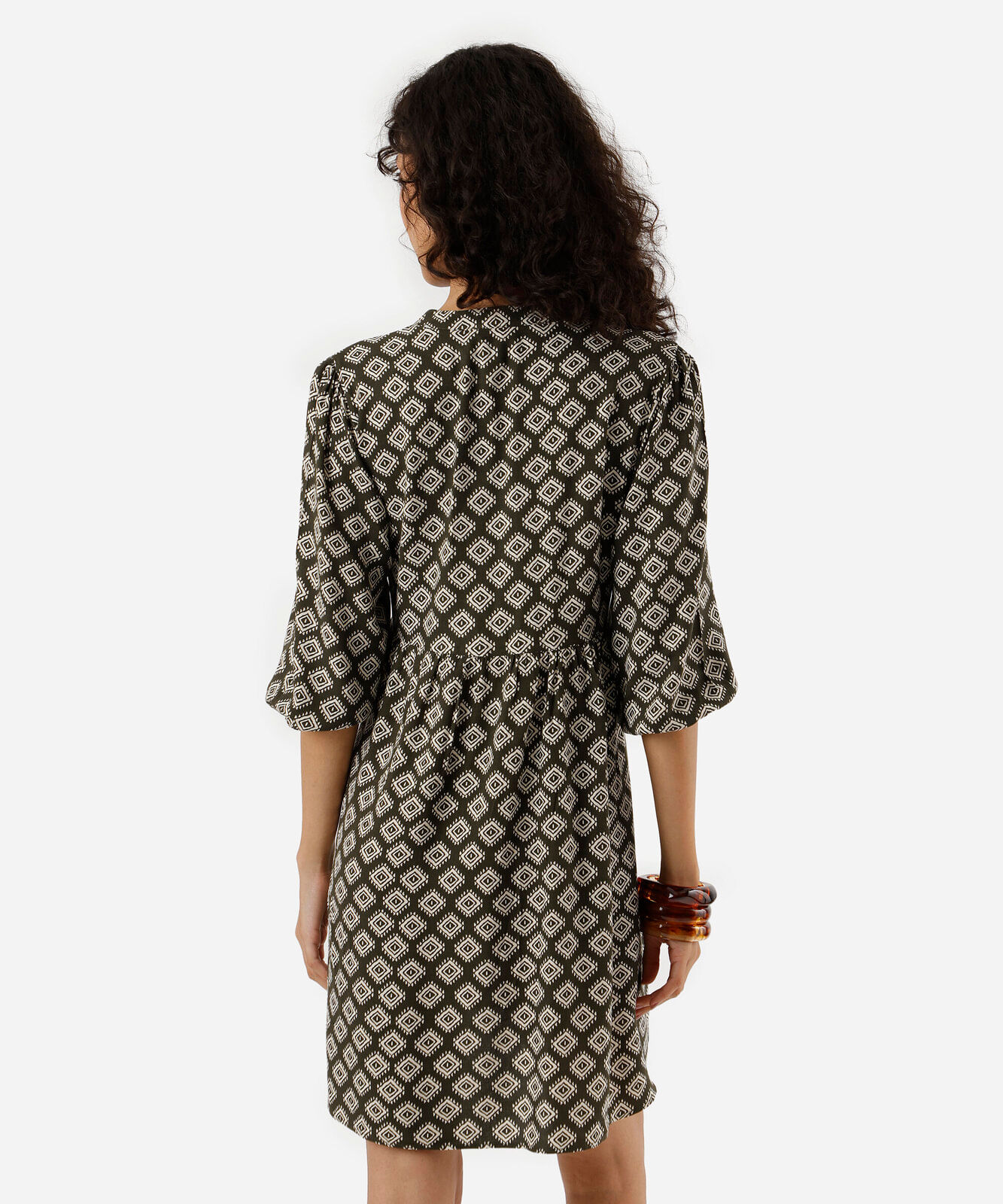 vestido curto feminino de viscose étnico verde