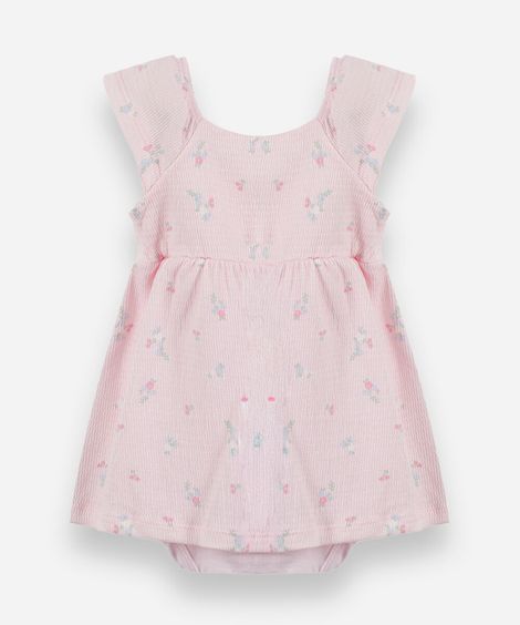 body infantil vestido floral rosa