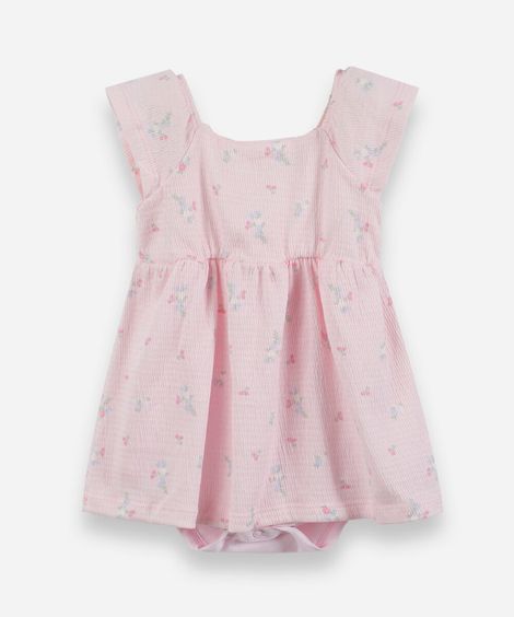 body infantil vestido floral rosa