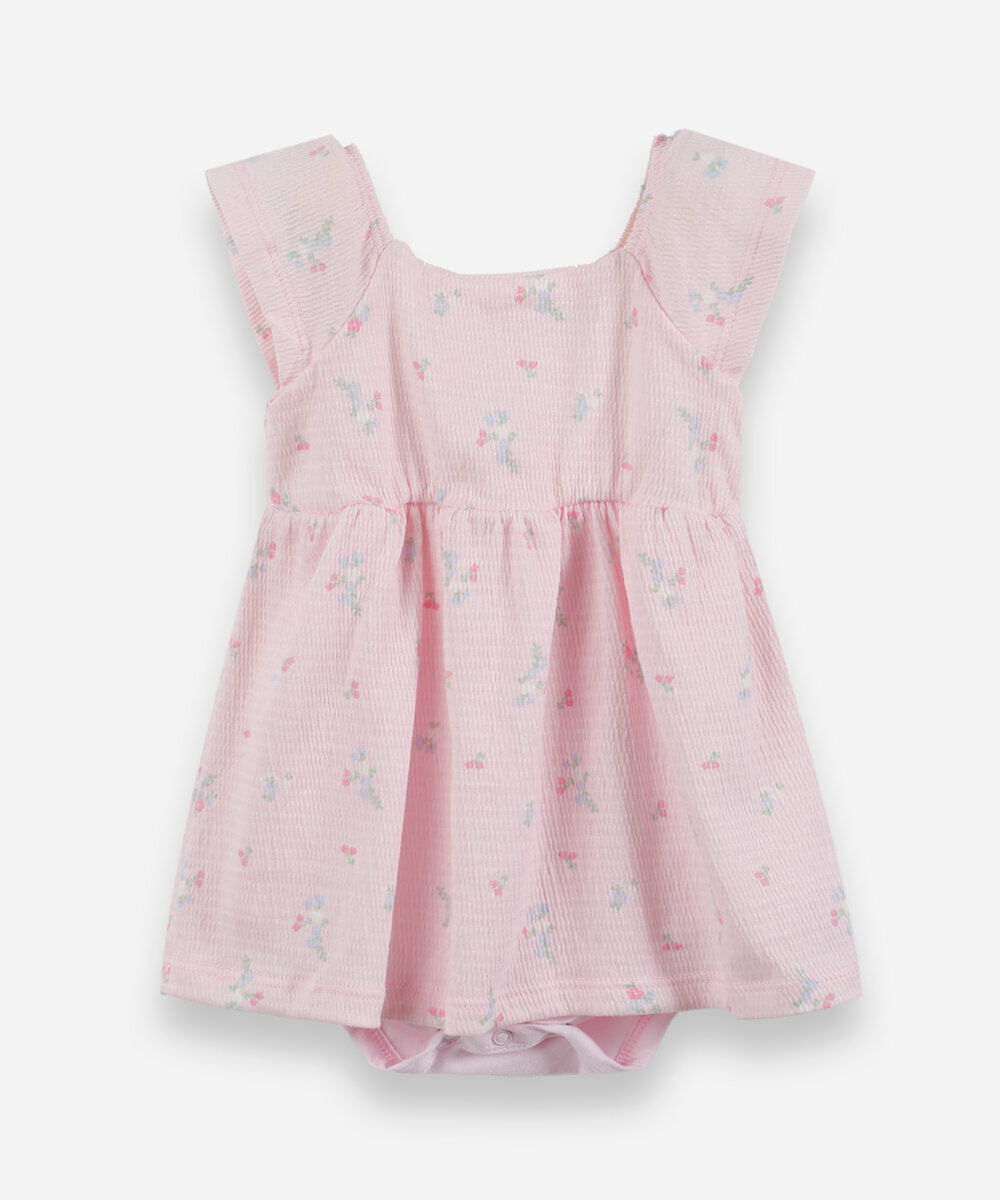 body infantil vestido floral rosa