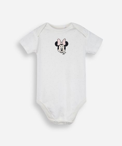 body infantil de algodão poá minnie off white