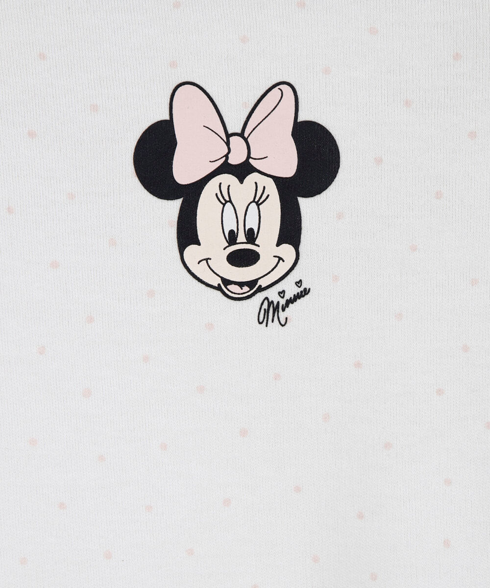 body infantil de algodão poá minnie off white