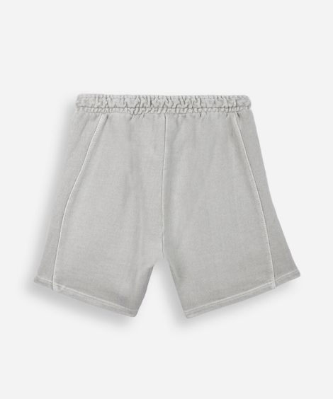 bermuda infantil de algodão com bordado cinza