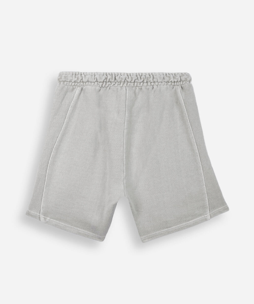 bermuda infantil de algodão com bordado cinza