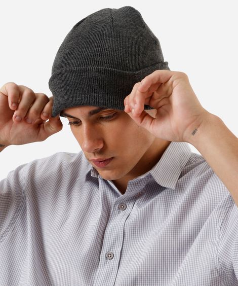 gorro masculino básico cinza