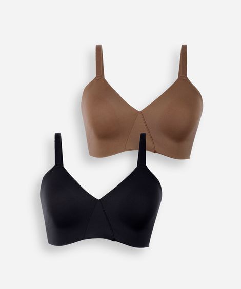 kit de 2 sutiãs feminino moldado de poliamida delrio colorido